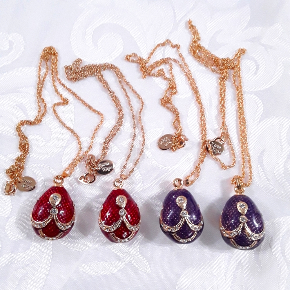 NWOT Keren Kopal Egg Pendants, Purple & Red Colors (Sold Separately)